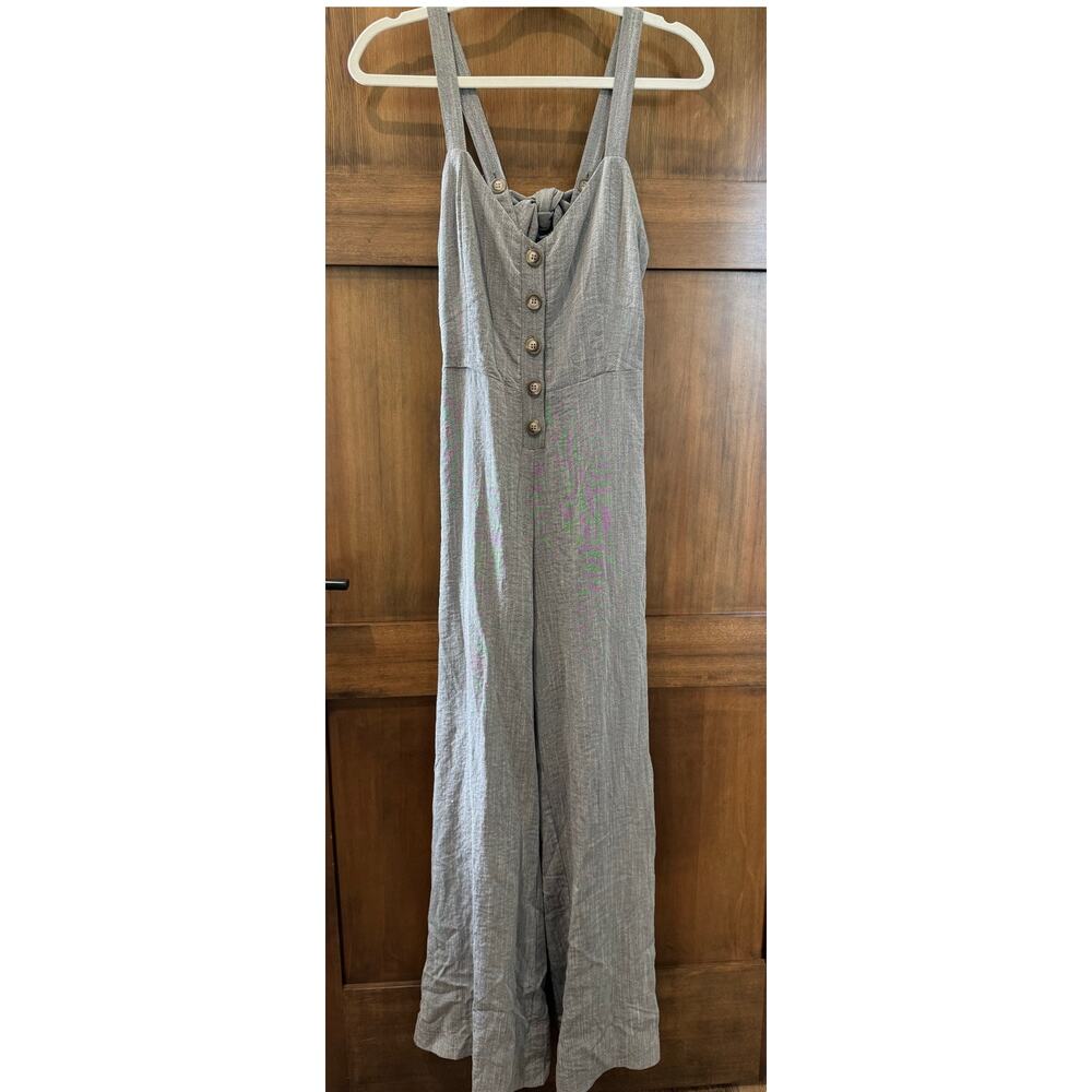 Hem & Thread Women's One-Piece Romper Tie-Back Gray Size Medium